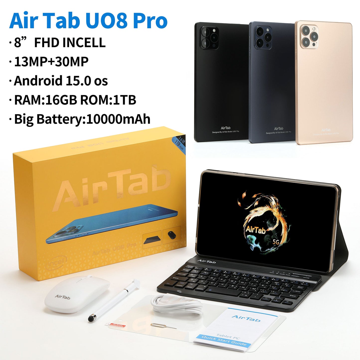 تابلت AirTab U08 Pro | شاشة Retina ‏8” + رام ‏16GB + ذاكرة ‏1TB | أداء جبار وسعر مميز
